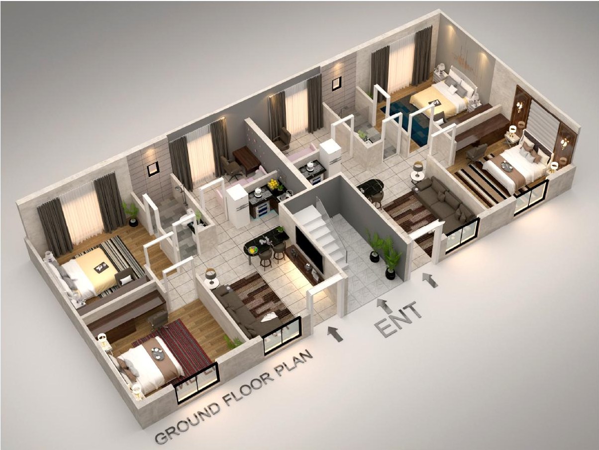The Villas 5 Marla 3D layout