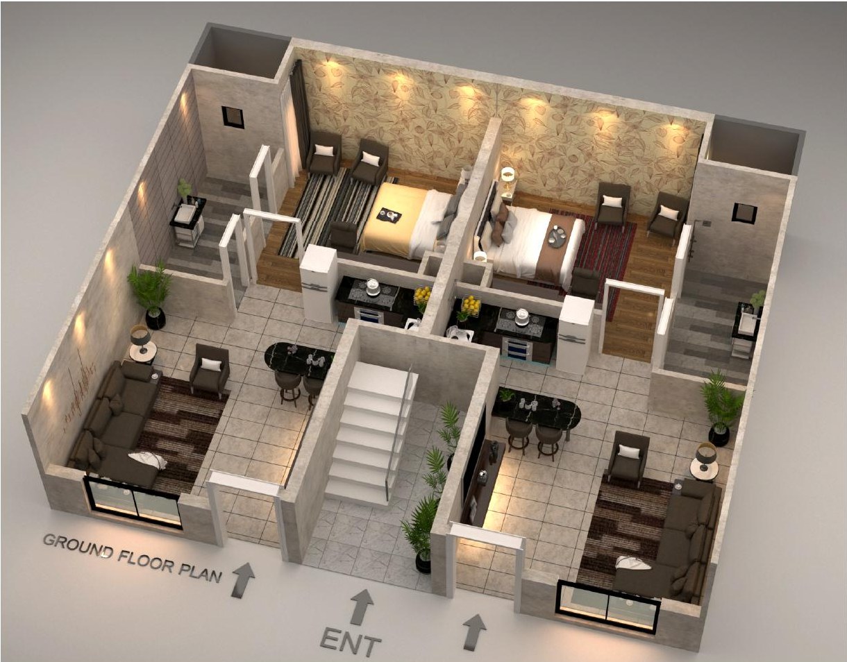 The Villas 3.5 Marla 3D layout